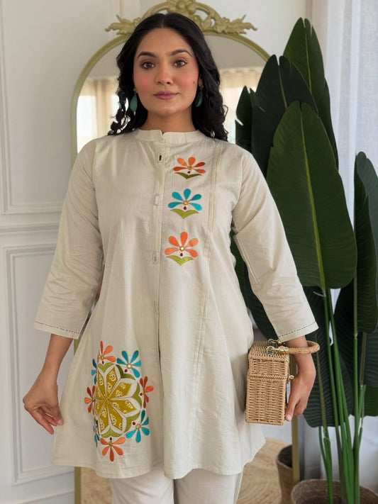 Embroidered Cotton Flex Co-Ord Set