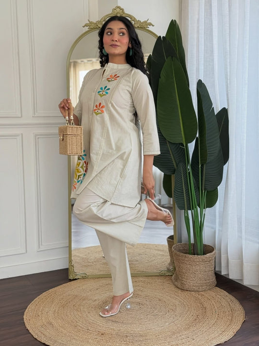 Embroidered Cotton Flex Co-Ord Set