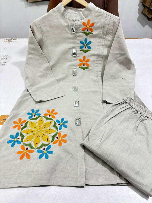 Embroidered Cotton Flex Co-Ord Set