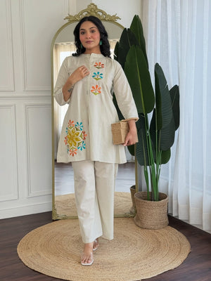 Embroidered Cotton Flex Co-Ord Set