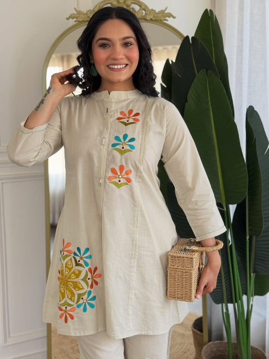 Embroidered Cotton Flex Co-Ord Set
