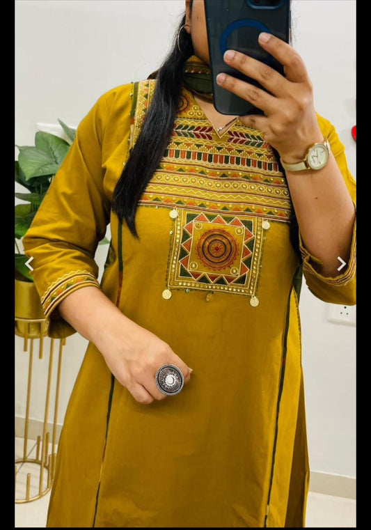 Elegant Cotton Embroidered Suit Set