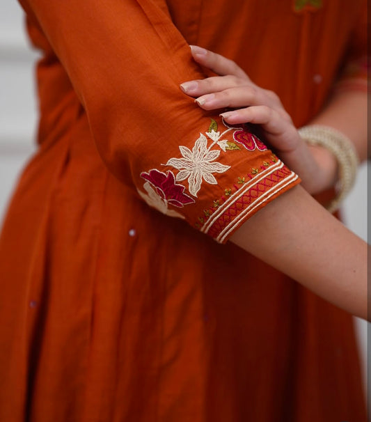 Mul Chanderi Anarkali Set