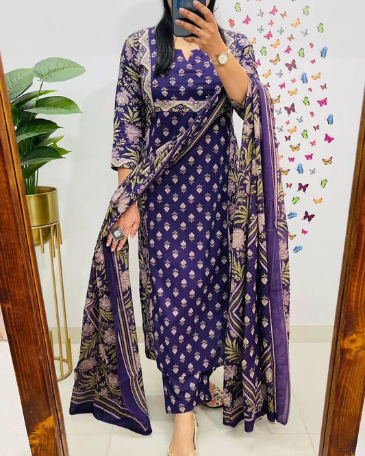 Heavy Cotton Kurti with Pant & Dupatta