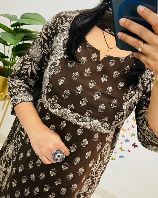 Heavy Cotton Kurti with Pant & Dupatta