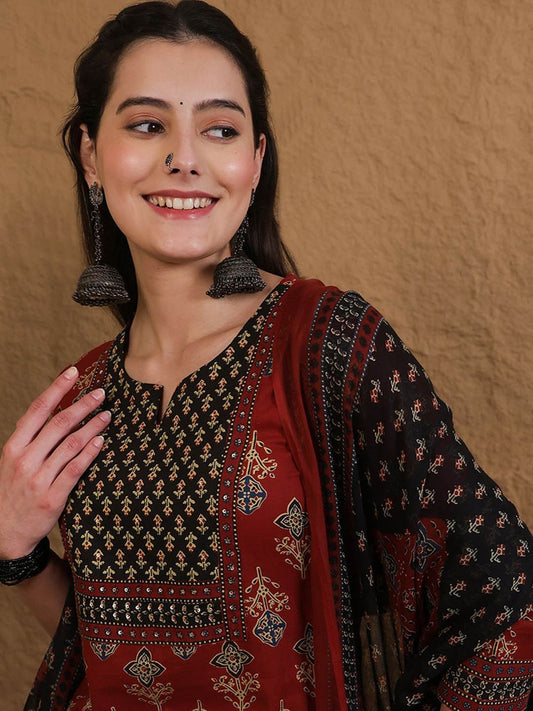 Heavy Cotton Printed Kurti, Pant & Dupatta Set