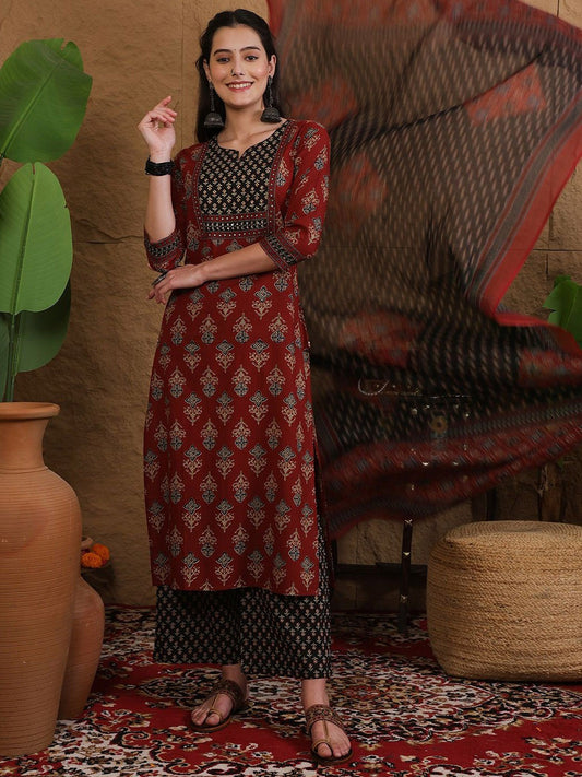 Heavy Cotton Printed Kurti, Pant & Dupatta Set