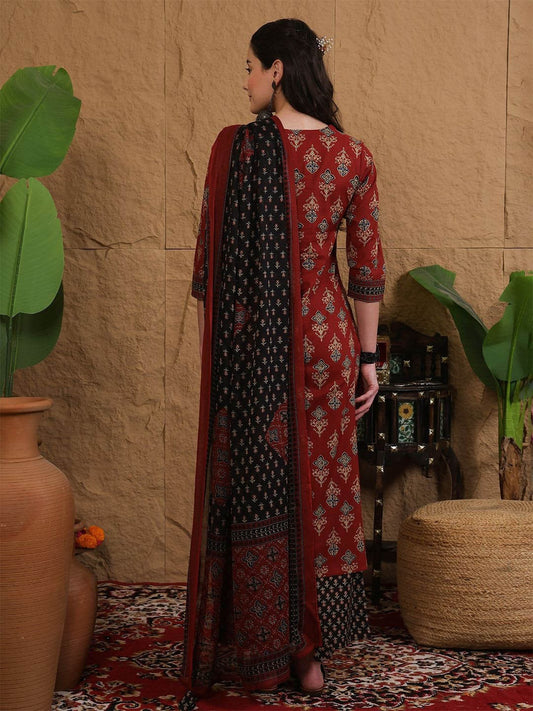 Heavy Cotton Printed Kurti, Pant & Dupatta Set