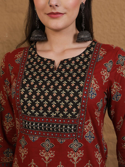 Heavy Cotton Printed Kurti, Pant & Dupatta Set