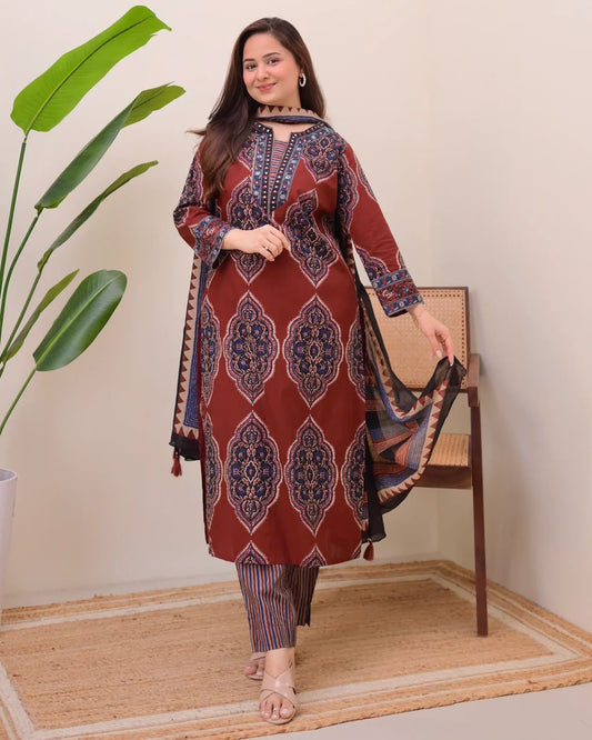 Elegant Cotton 3-Piece Kurta Set
