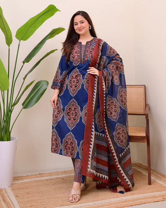 Elegant Cotton 3-Piece Kurta Set