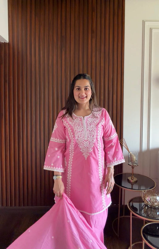 Designer Chicken Kari Embroidered Farshi Suit Set