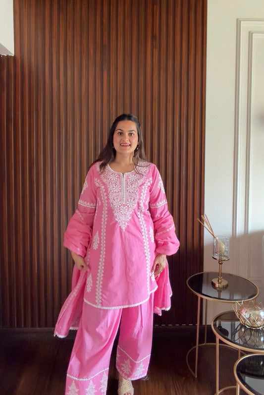 Designer Chicken Kari Embroidered Farshi Suit Set