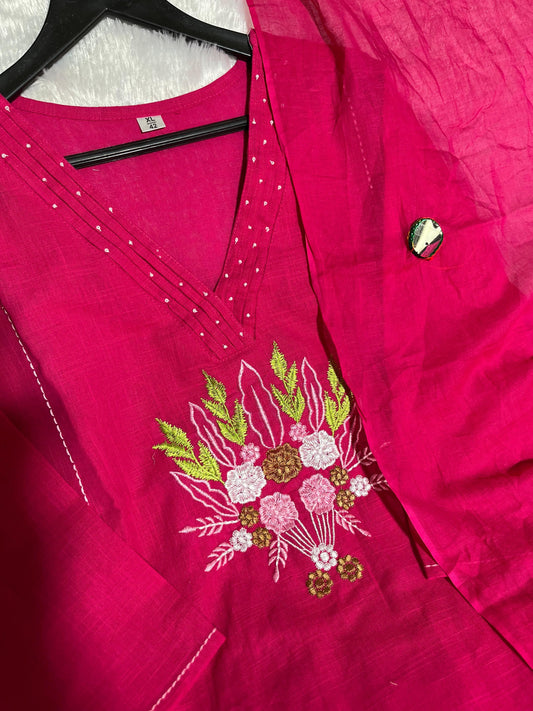 Simple Elegant Cotton Suit Set