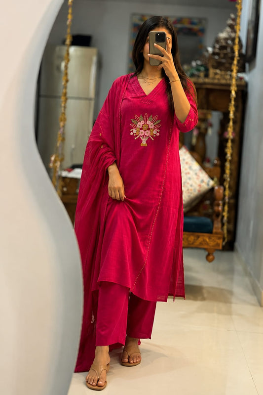 Simple Elegant Cotton Suit Set