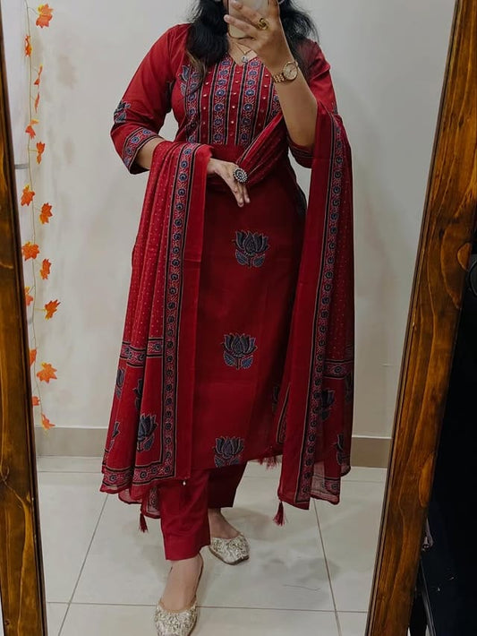 Designer Floral Cotton Suit Set