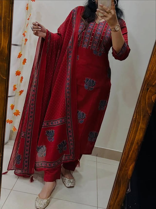 Designer Floral Cotton Suit Set