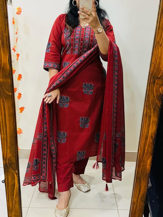 Designer Floral Cotton Suit Set
