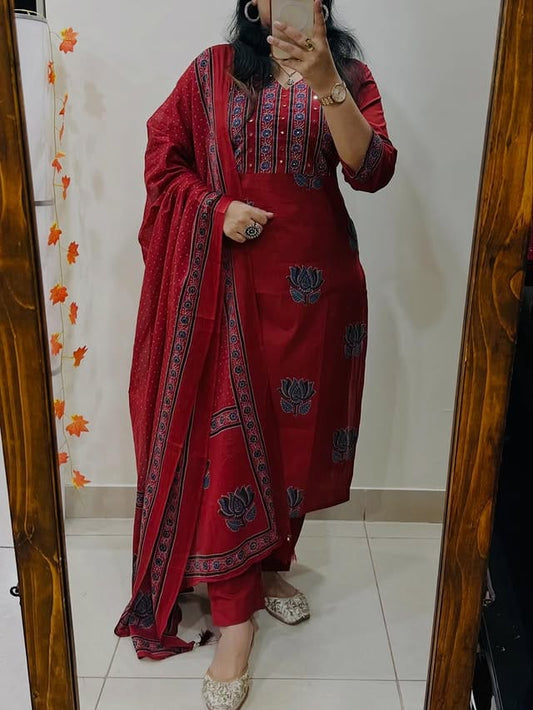 Designer Floral Cotton Suit Set