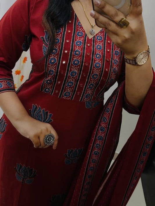 Designer Floral Cotton Suit Set