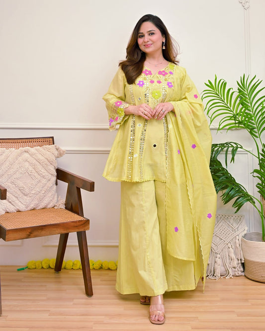 Festive Embroidered Cotton Suit Set