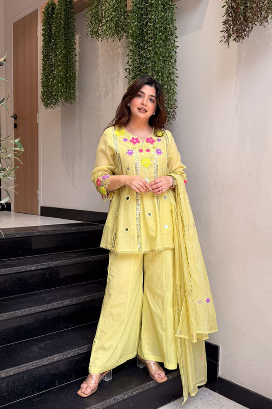 Festive Embroidered Cotton Suit Set