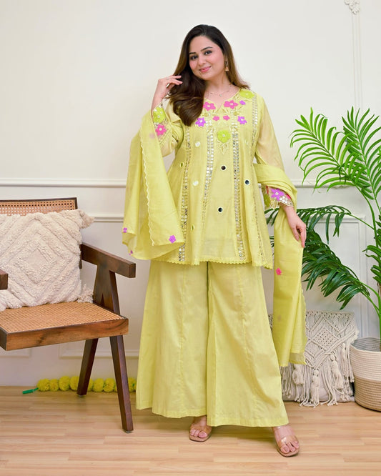 Festive Embroidered Cotton Suit Set
