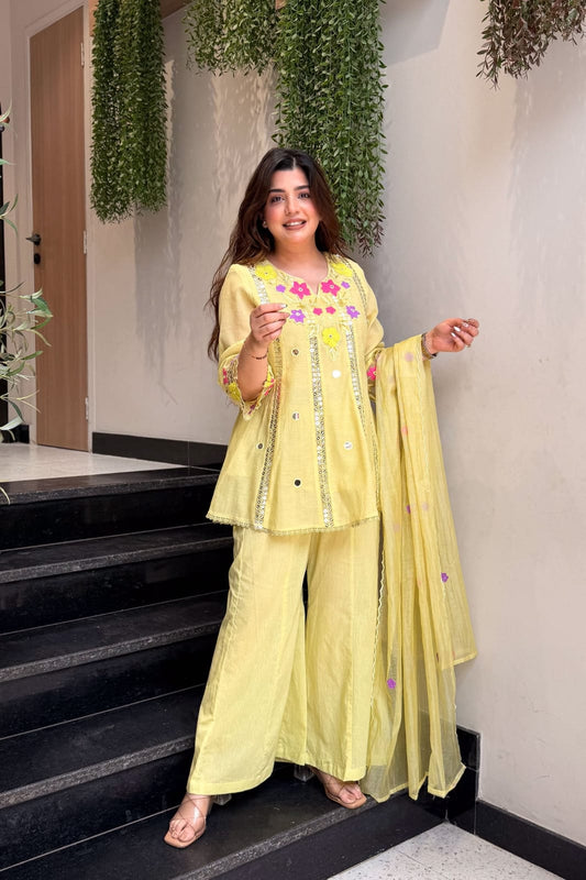 Festive Embroidered Cotton Suit Set