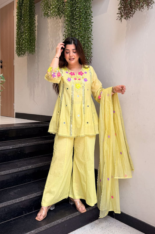 Festive Embroidered Cotton Suit Set