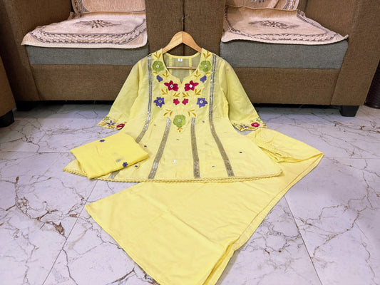 Festive Embroidered Cotton Suit Set