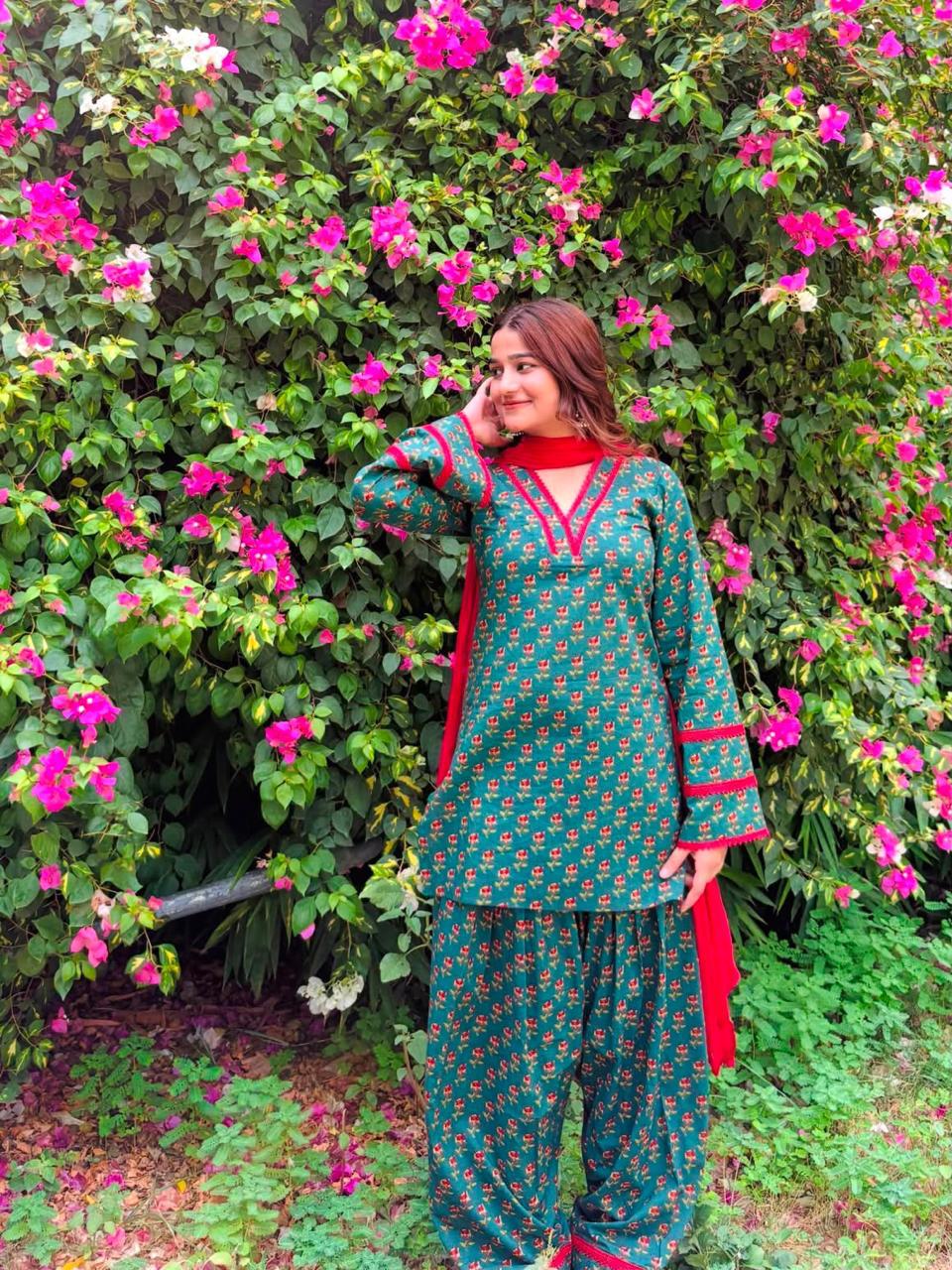 Cotton Block Print Kurti with Farshi Salwar Set