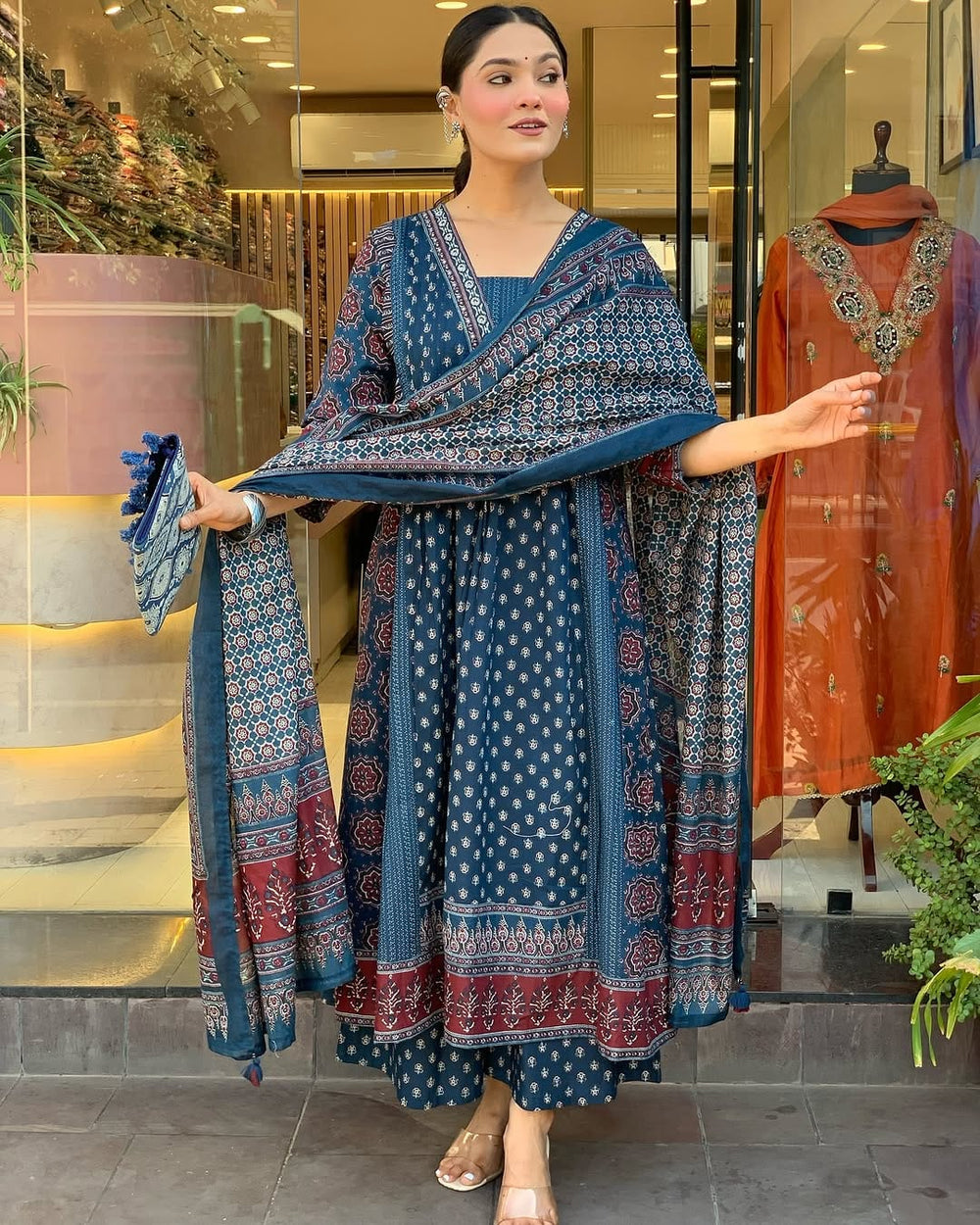 Premium Heavy Cotton Printed Kurti Palazzo Set with Malmal Dupatta