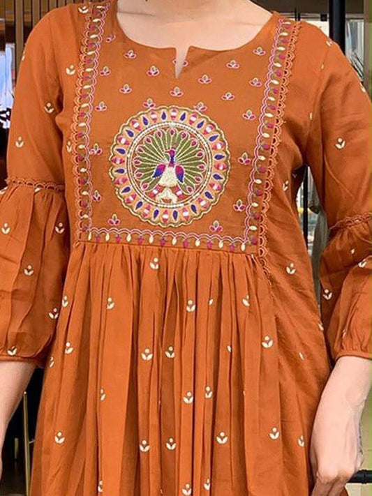 Elegant Rust Orange Anarkali Set 🧡