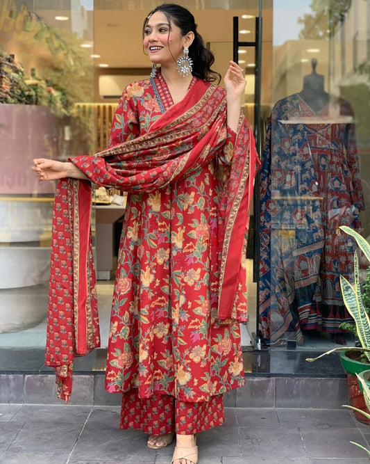 🌸 Premium Pure Cotton Straight Alia Cut Suit Set with Sequence Adda Work ✨
