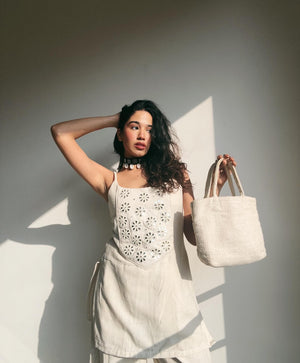 Summer Special Cotton Flex Co-Ord Set with Heavy Mirror Embroidery
