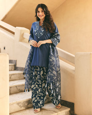 Elegant Kurti with Farshi Salwar and Dupatta Set