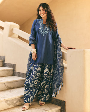 Elegant Kurti with Farshi Salwar and Dupatta Set