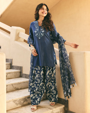 Elegant Kurti with Farshi Salwar and Dupatta Set
