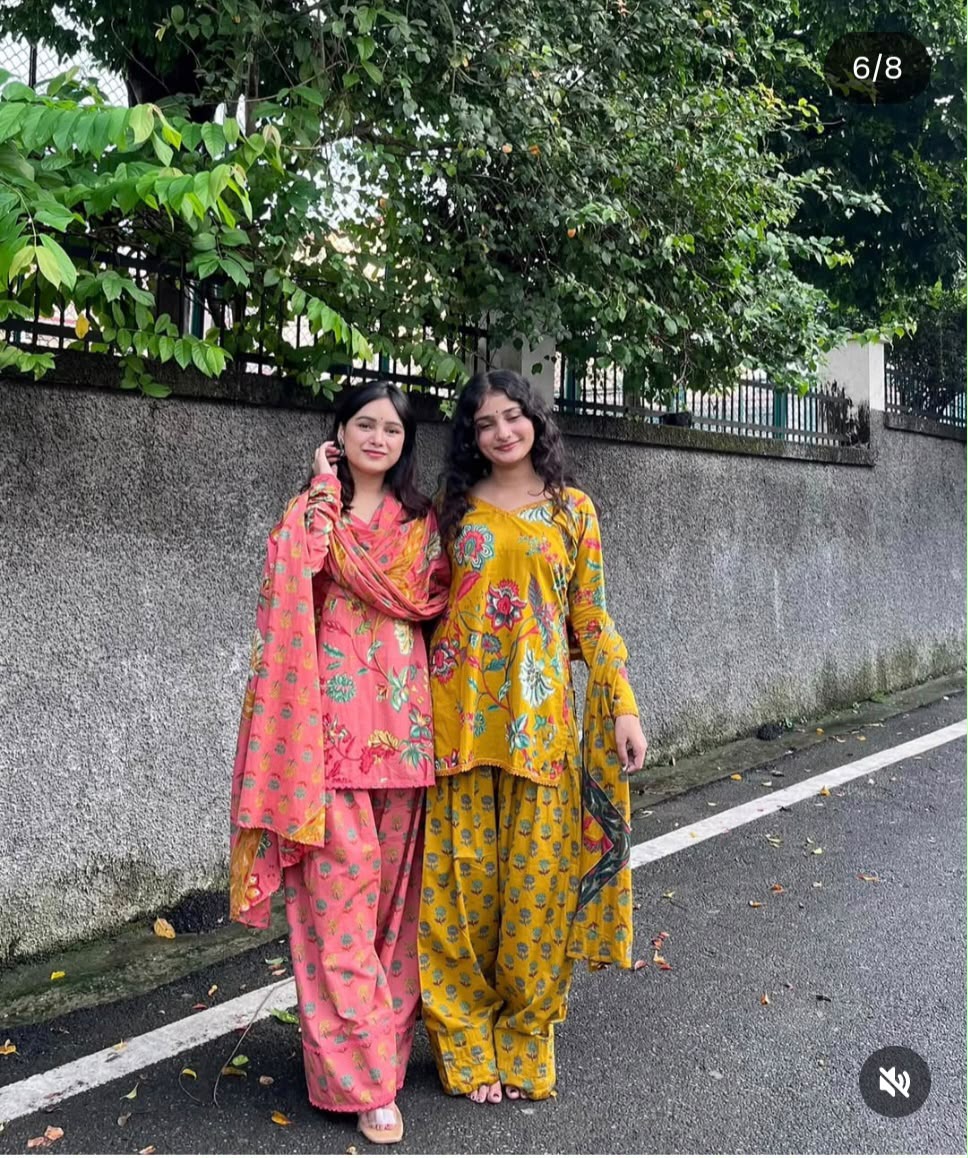 Elegant Cotton Block Print Farshi Salwar Set