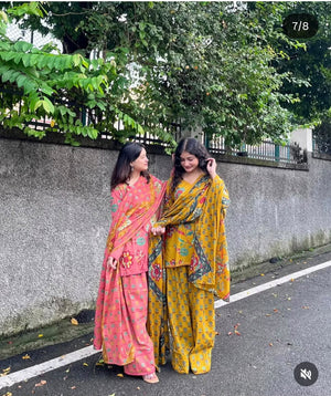 Elegant Cotton Block Print Farshi Salwar Set