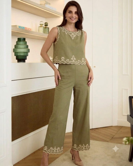 Premium Cotton Embroidered Co-Ord Set with Palazzo Pants