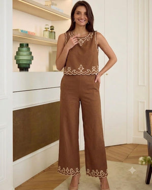 Premium Cotton Embroidered Co-Ord Set with Palazzo Pants