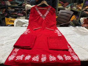 Premium Pure Cotton Straight Suit with Mirror & Embroidery Work