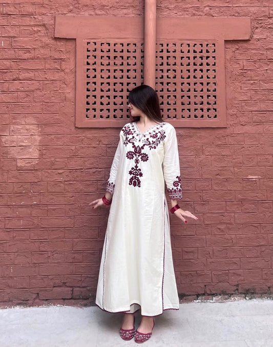 Premium Cotton Flex Hand-Embroidered Kurta Palazzo Co-Ord Set