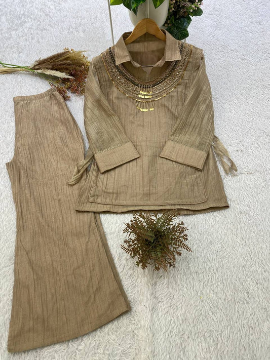 Designer Shirt Pant With Hand Embroidered Shrug