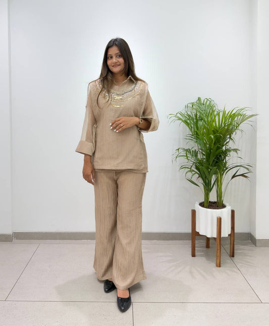 Designer Shirt Pant With Hand Embroidered Shrug